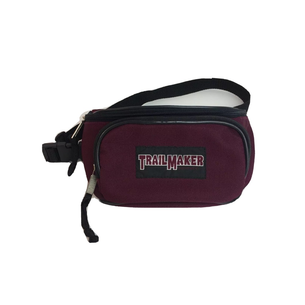 Trailmaker Vintage Fanny Pack Side Hip Bag Red Nylon‎ 3 Pockets